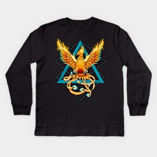 fire phoenix bird Kids Long Sleeve T-Shirt